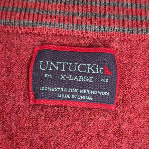 UNTUCKit Men's Heathered Red 1/4 Zip (100% Merino Wool), Size XL - Picture 5 of 10